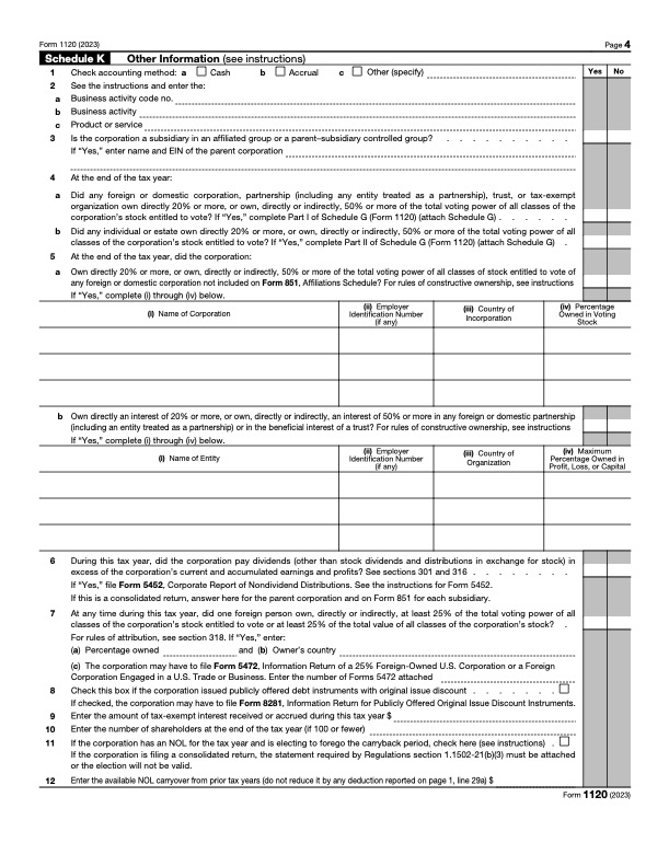 Guide to Form 1120 US Corporation Tax Return Filing